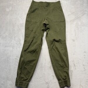 Spanx Pants Womens Large Joggers Olive Green Stretch Twill Cargo Moto Streetwear